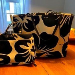 VINTAGE Kate Spade! Large tote matching toiletry kit
